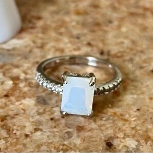 Fragrant Jewels Silver Moonstone Rectangular Ring
